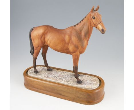 A Royal Worcester limited edition figure of race horse ‘Arkle’, on wooden stand with certificate, numbered 133/500, certifica
