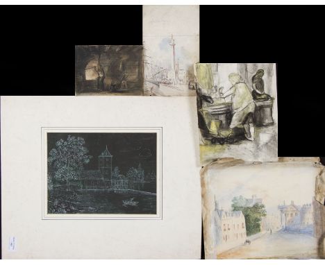 Quantity of unframed, some signed, works on paper, to include watercolours and pencil sketches, various artists such as 'A. H