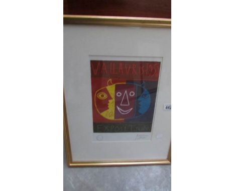 A Pablo Picasso Poster print Vallavris 1956 exposition lithograph signed in pencil