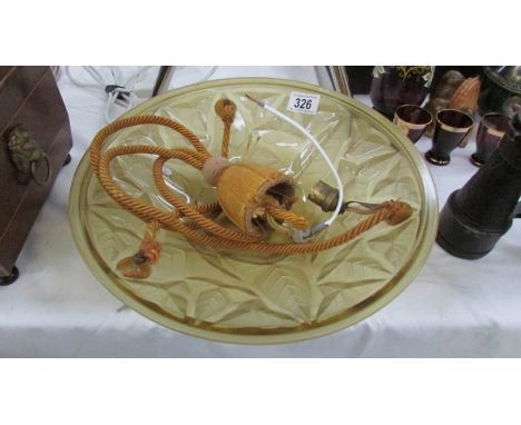 A food acid etched flycatcher lamp shade with original silk hangings