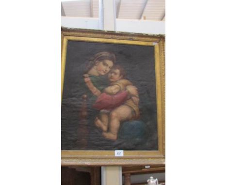 An early 19th century portrait of Madonna and child, English School in gilt frame