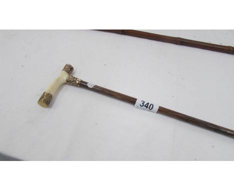 A good quality ivory handled walking stick