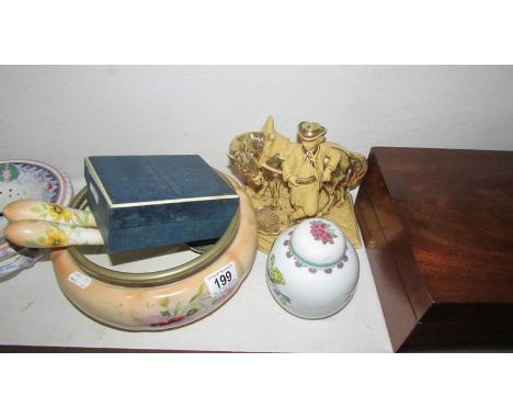 A Royal Worcester pie centrepiece (boxed), a Victorian hand painted bowl with servers, a German horse figurine and a Chinese 