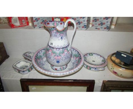 A 5 piece Ashworth wash set including jug and basin