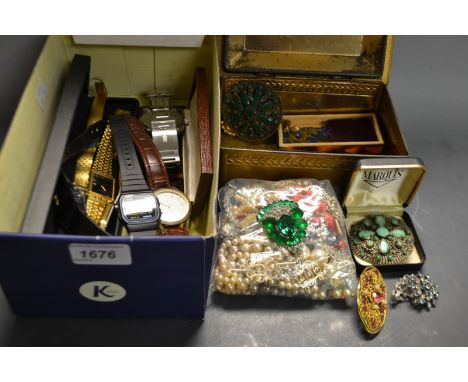 A Casio F - 91W digital watch; another; a Lorus watch; an Accurist watch; others; some costume jewellery; qty