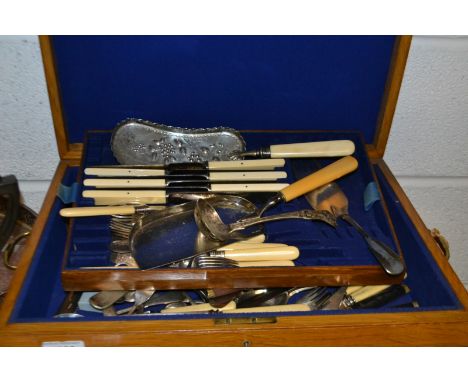 A set of six Victorian ivory handled steel knives, by Maleham and Yeomans, 19th century silver mounted cutlery, fish server, 