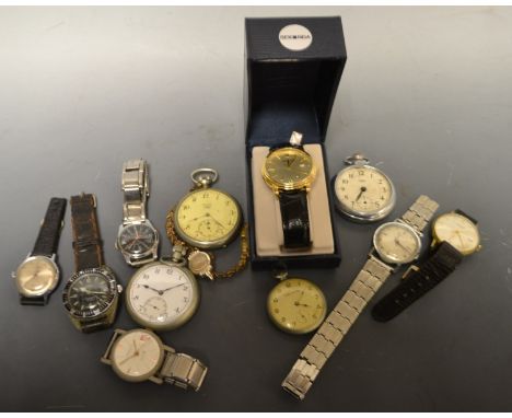 Horology - a Smiths pocket watch; others, similar, war department markings; wrist watches, including Timex and Sekonda; etc.