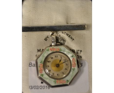 A silver and enamel pendant watch, 935 silver