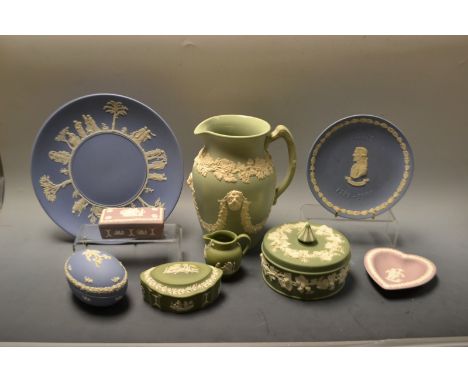 Wedgwood and Dudson Hanley jasperware- plates, jugs, trinket boxes, etc