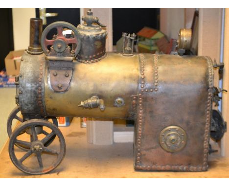A large scratch-built live steam model engine, 41cm high, 52cm long