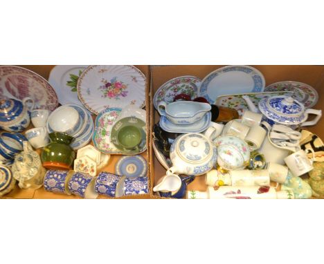 Ceramics - A Real Old Willow tet-a-tet tea set ; a Portmerion botanical rolling pin ; a Royal Crown Derby part decorated Mika