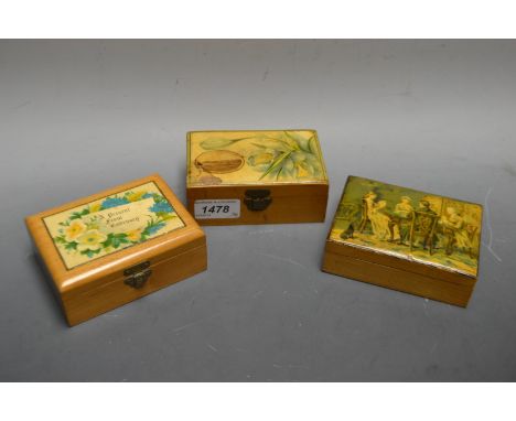 A Mauchlineware playing card box; two others, similar (3)