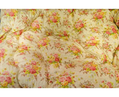 Textiles - Floral feather eider down, roses on cream ground