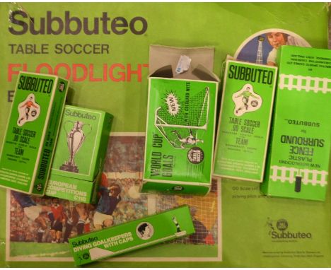 Subbuteo Table Soccer - Flood Lighting Edition, boxed;  other teams: Brazil, Green shirt, white shorts, Middlesbrough (Red st