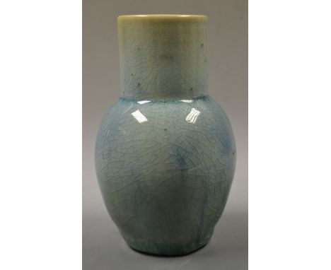 A Chinese ovoid vase, in a dripped monochrome turquoise glaze, 15.5cm high