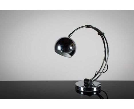 A 1970s CHROME WORK LAMP, with globular shaped chrome shade.