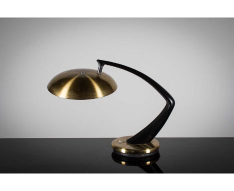 A GILT ANGULAR EXECUTIVE LAMP, 1970s, BY FASE, bearing stamp, 40cm (h) x 40cm (w)