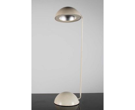 AN ADJUSTABLE BEDSIDE WHITE LAMP, with swivel head on spherical base 68 cm (h).