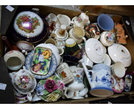 Ceramics - a Royal Crown Derby trinket dish; a small Derby twin handled urnular vase; a small Malin rectangular dish; others,