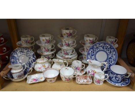 Royal Crown Derby Posies - nine cups, ten saucers, six coffee cans and saucers,nine side plates; an Olde Avesbury jug, pin di