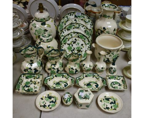 Masons Ironstone - a collection of Green Chartreuse pattern inc ,table lamp;  vase, ginger jar & cover, planter. plates, grad