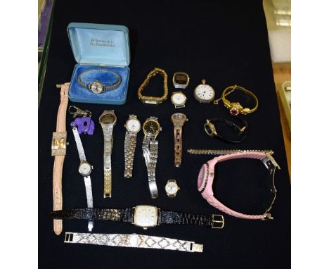 Wristwatches - a lady's French open faced pocket watch, silver case; other fashion watches, Sekonda, Zeon, Accurist, Grovana,