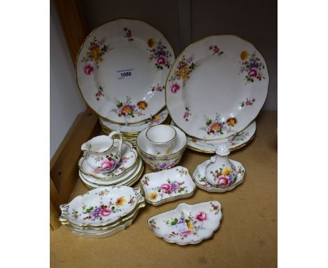 Royal Crown Derby - Posies pattern table china including three different sized side plates, cream jug, sugar ball, trinket di