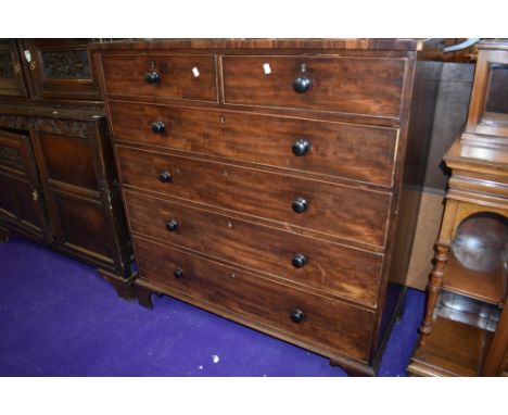 A 19th Century mahogany chest of two short over four long drawers , on bracket feet, width approx. 115cm height 122cm