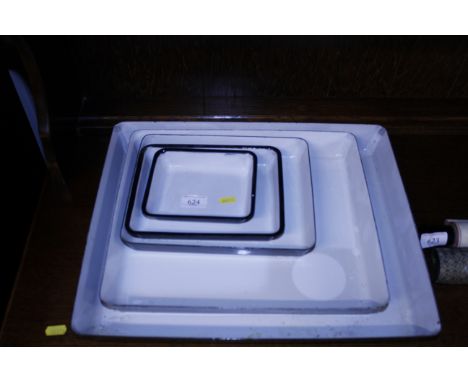A set of enamel trays