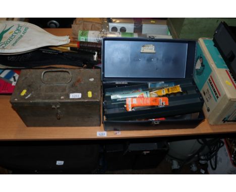 Two metal tool boxes and contents