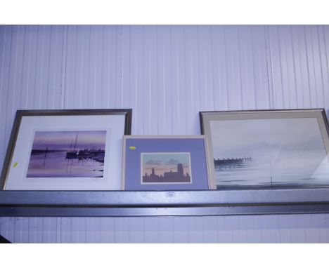 A pencil signed limited edition print 'Sunrise Southwold' and two others 