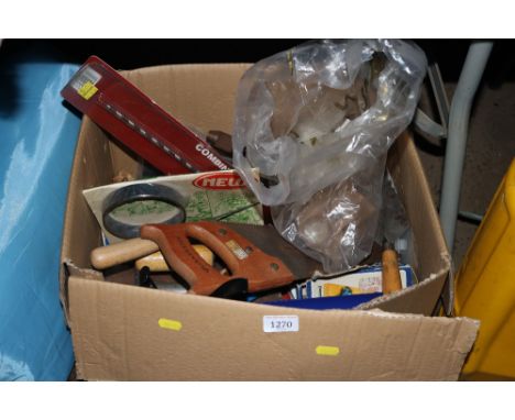 A box of miscellaneous hand tools