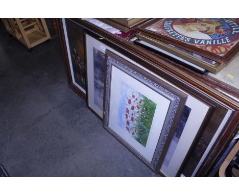 A framed oil on canvas depicting a bridge, signed to bottom right; a coloured print, after Joseph Farquharson and a painting 