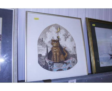 A pencil signed limited edition print by M Tingle 'The St Edmundsbury Cat'
