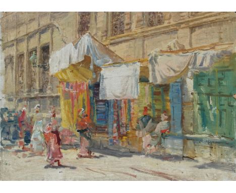 Circle of Sir John Lavery, R.A., R.S.A., R.H.A. (British, 1856-1941):
An Orientalist market scene with Arab figures, possibly