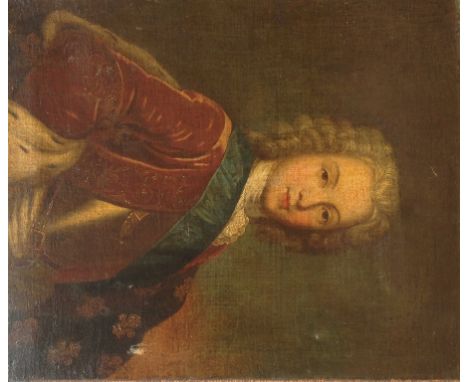 Circle of Domenico Dupra (Italian, 1689-1770):
Portrait of a young gentleman, half length, wearing a blue sash & robes with F