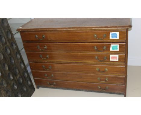 A 19th Century Architect's or Museum Plan Chest of Drawers:
a 19th century shallow chest of light oak, possibly an architect'