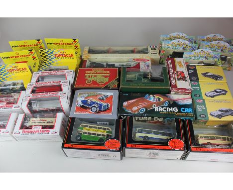 A collection of die-cast model vehicles including Lledo Trackside Sentinel Ballast Box with Drawbar, a Matchbox Models of Yes