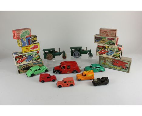 A Tri-ang Minic clockwork model fire engine, together with six various Tri-ang Minic model motor vehicles  to include two ste