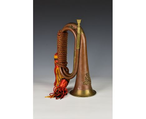 A copper and brass Royal Artillery bugle