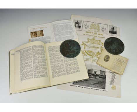 A pair of WWI Death Plaques and ephemera - relating to brothers Walter and Bertie De La Mare - Royal Guernsey Light Infantry,