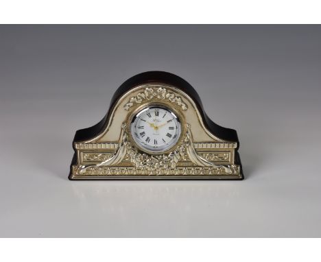 A miniature silver mounted bicorne hat timepiece / clock, R Carr, Sheffield, 1996, the silver mount with column, floral and r