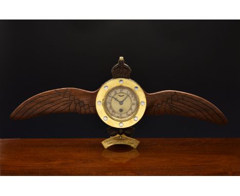 First World War Trench Art interest - Royal Flying Corps propeller clock, unique and unusual wall clock in the shape of a ' R