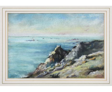 Neville Le Ray (Guernsey, b.1939), "View from Pleinmont Point towards Les Hanois Light" watercolour, signed and dated (19)97 