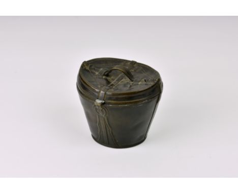 A novelty French bronze LEBLANC FRERES Victorian desktop inkwell or desk tidy, fashioned, very finely, as a little miniature 