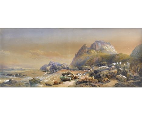 Edward Martingdale Richardson, ANWS (British, 1810-1874), Mont Orgueil, from Petit Portelet, Jersey watercolour heightened wi