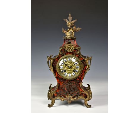A 19th century boulle twin train mantel clock, the 'P. Japy et Cie' movement, no. '1271 4 6', striking the hours and half hou