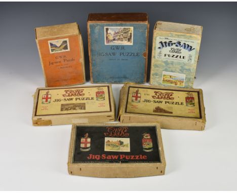Railwayana - GWR - Great Western Railway - Boxed Jig-Saw puzzles, comprising of Stratford-upon-Avon (Harved House); Mountains