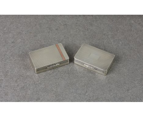 Two Elizabeth II silver trinket boxes, Peter John Doherty, Edinburgh, 2001 & 2002 with Golden Jubilee mark, rectangular form,