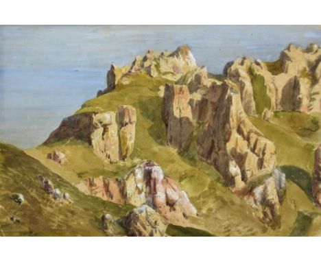 English School (early 20th century), "Jerbourg Point, Guernsey" watercolour, unframed, inscribed verso 11 x 14in. (28 x 35.5c